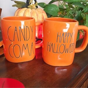 Rae Dunn Halloween Mug Pair Orange Black 🎃